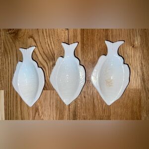 (3) Vintage Spode Velamour Fish Dish Small Pin Condiment Dip Ceramic Seaside
